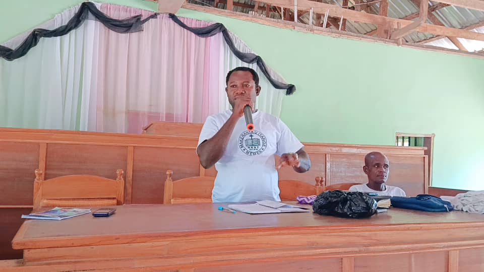 STEAP Sensitization in Buruku: Pastor delivering closing remarks and blessing the facilitators